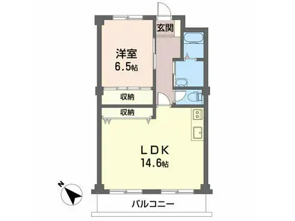 ブルースカイマンション(1LDK/2階)の間取り写真