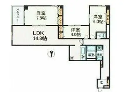 プレステージ経堂(3LDK/4階)の間取り写真