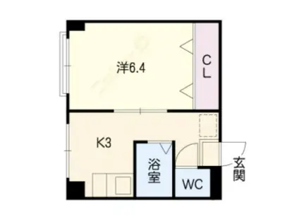 ニシオビル(1K/3階)の間取り写真