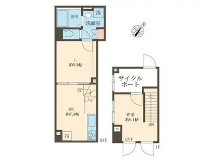 スフィア日本橋富沢町(1LDK/B1階)の間取り写真