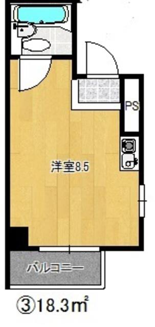 フェムトン旭(1K/6階)の間取り写真