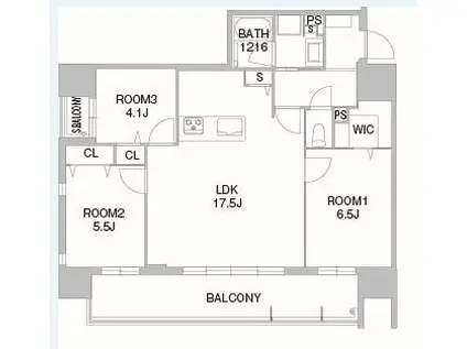 照葉クロススタイル ウエスト棟(3LDK/11階)の間取り写真