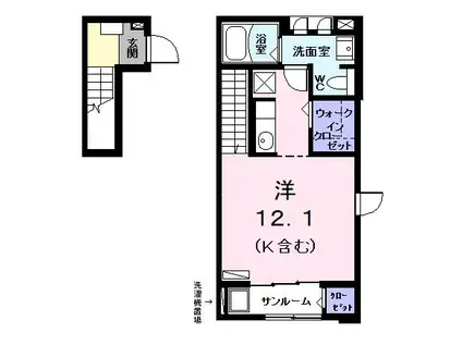エレガンス牛立(ワンルーム/2階)の間取り写真