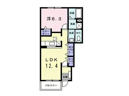 レジデンス ヒロB棟(1LDK/1階)の間取り写真