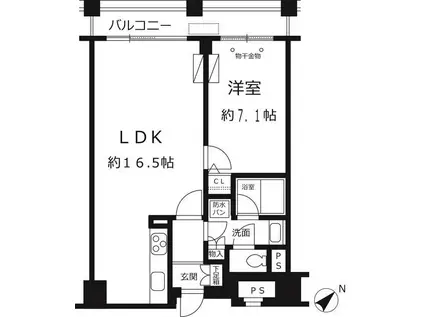 ルシマン月島(1LDK/9階)の間取り写真