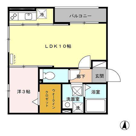 レセンテYOU(1LDK/1階)の間取り写真