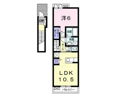 ROKUSE(1LDK/2階)の間取り写真