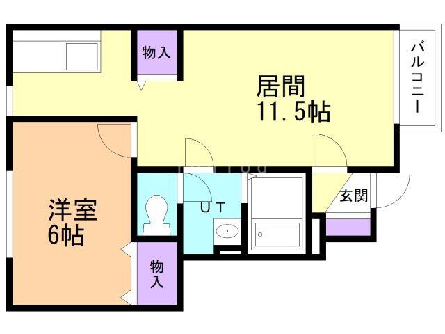 ＪＲ奥羽本線 青森駅 徒歩26分 2階建 築22年(1LDK/1階)の間取り写真