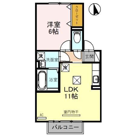ブルーム(1LDK/1階)の間取り写真