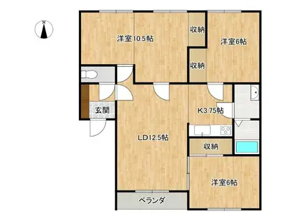 リトルフラッツ2ND(3LDK/1階)の間取り写真