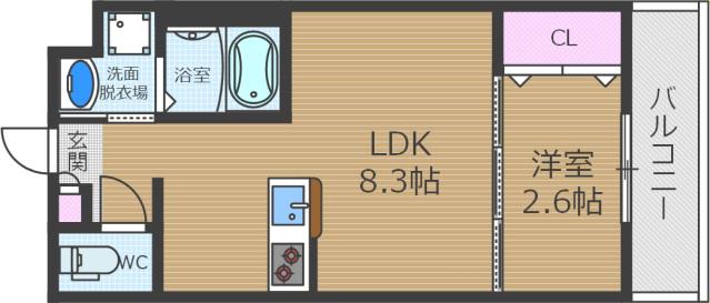 リアコート千里丘I ノース(1LDK/1階)の間取り写真