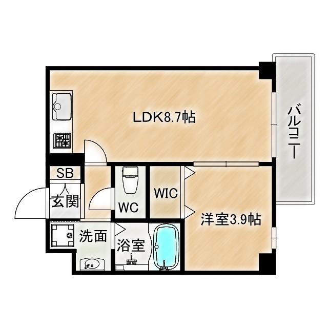 レジデンスコート森ノ宮(1LDK/1階)の間取り写真