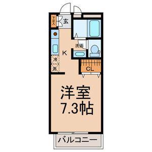 カーサ・セレーノⅡ(1K/2階)の間取り写真