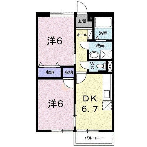 グリーンリーズ二ッ木(2DK/1階)の間取り写真