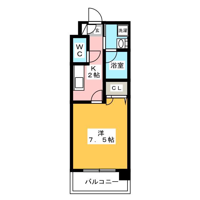 レジディア博多II(1K/4階)の間取り写真