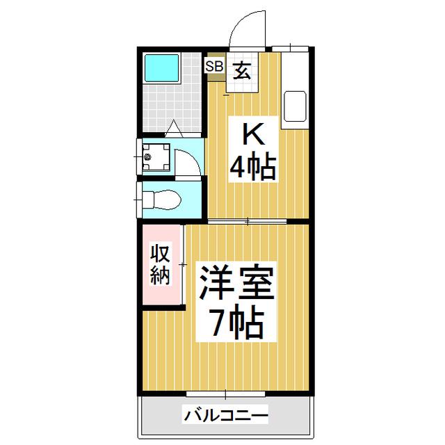 スカイハイツ柏木A(1K/2階)の間取り写真