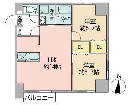 グラードエルヴィータ円山(2LDK/4階)の間取り写真