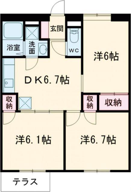 シャトレーゼH(3DK/1階)の間取り写真