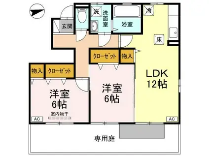 シャルマン(2LDK/1階)の間取り写真