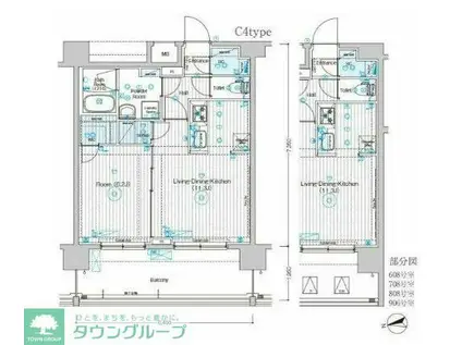 フュージョナル東墨田(1LDK/7階)の間取り写真