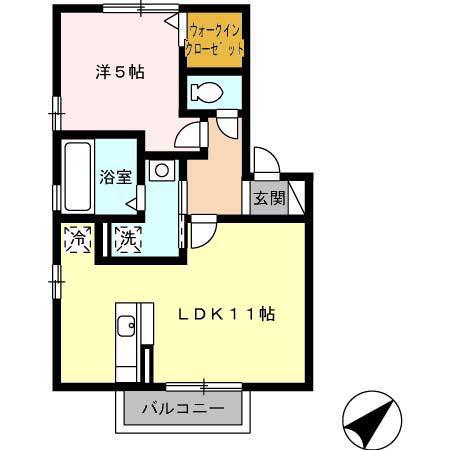 グランモア窪(1LDK/2階)の間取り写真