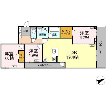 D-RESIDENCE稲城-ディーレジデンスイナギ-(3LDK/2階)の間取り写真