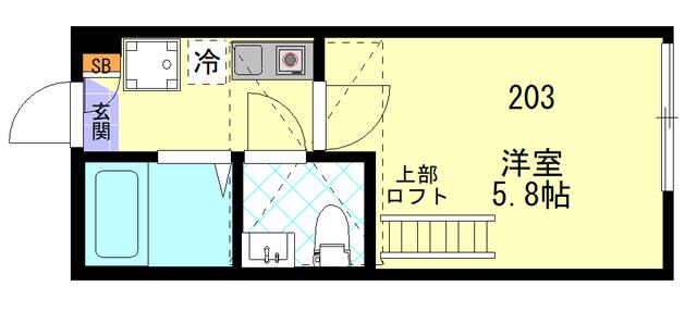 武蔵新城46AP(1K/2階)の間取り写真