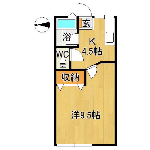 シティハイムドルフI(1K/1階)の間取り写真