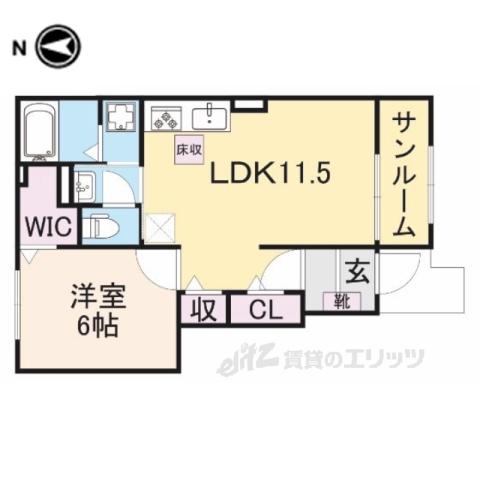 メゾン エトワールⅡ(1LDK/1階)の間取り写真