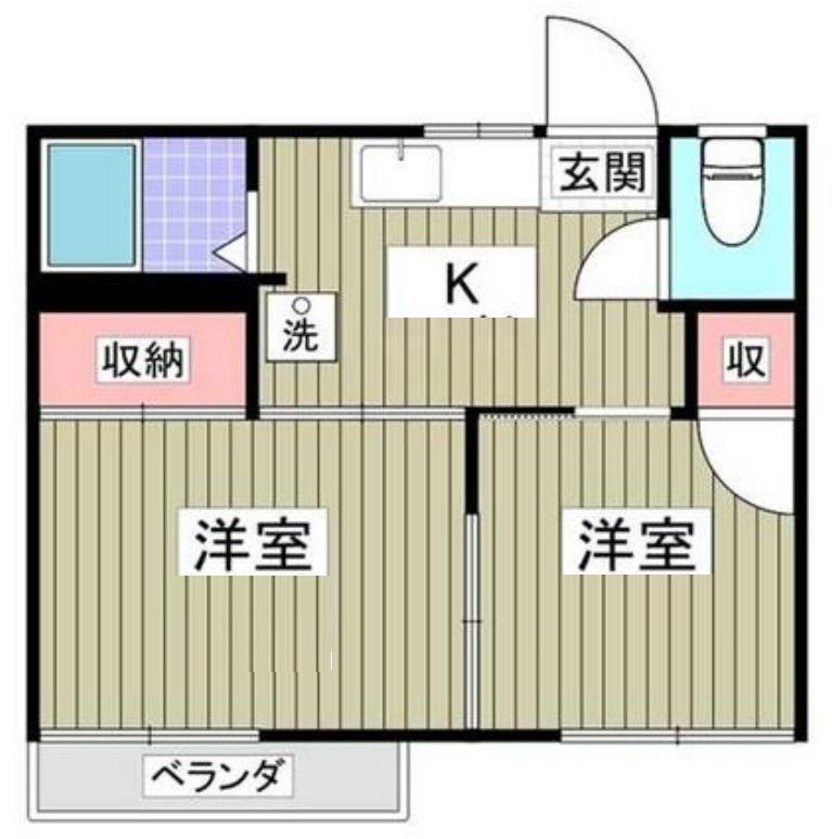 東宮ハイツ(2K/2階)の間取り写真