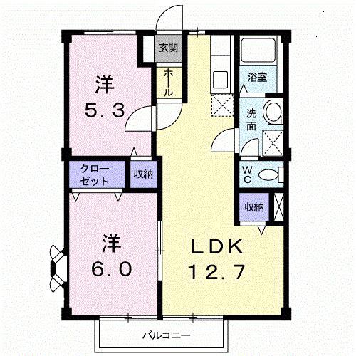 パールグリーン笹原(2LDK/1階)の間取り写真