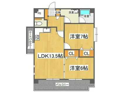 レジデンス伊月(2LDK/2階)の間取り写真