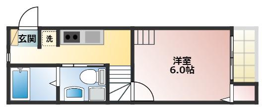 ヴェリテール本陣(1SK/2階)の間取り写真