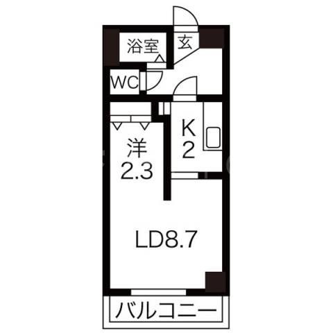 AMS東札幌24(1LDK/6階)の間取り写真