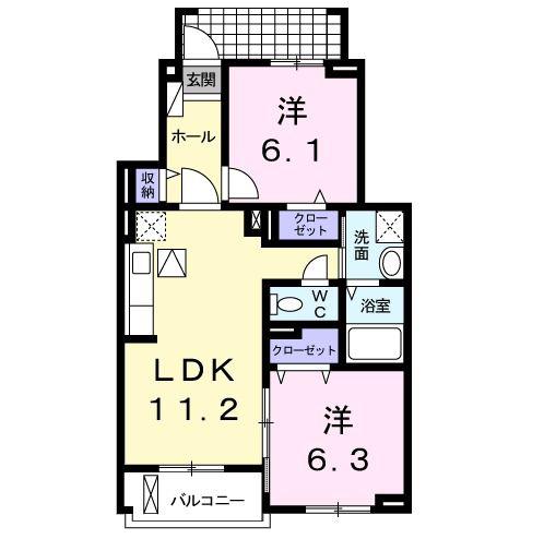 ベルエクラ(2LDK/1階)の間取り写真