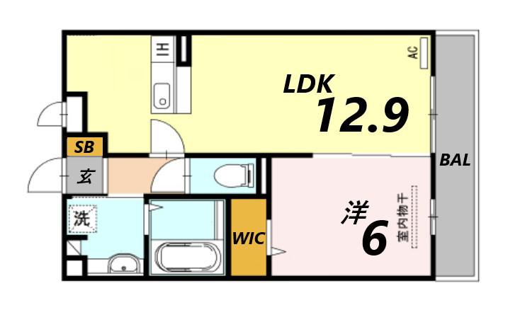 D-ROOMフェニックス武庫川東(1LDK/1階)の間取り写真