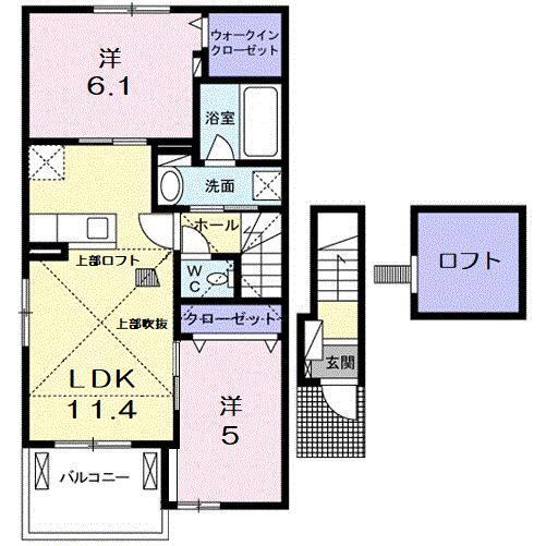 スリーズI(2LDK/2階)の間取り写真