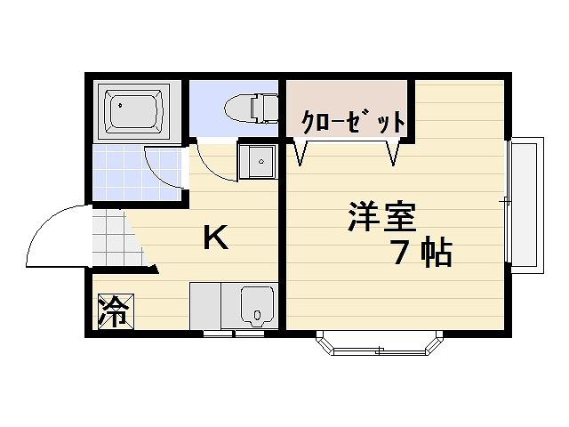 スコル津久井(1K/2階)の間取り写真