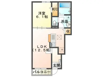 ヒカルサ松阪長月町(1LDK/1階)の間取り写真