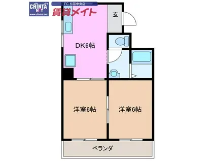 ビオラ第一ビル(2DK/2階)の間取り写真
