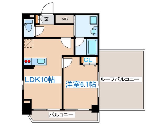 プライマル方南町(1LDK/6階)の間取り写真