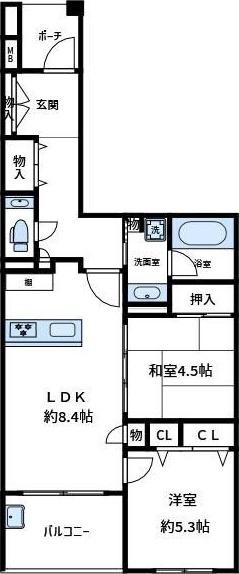 リブコートフェリス須磨妙法寺(2LDK/10階)の間取り写真