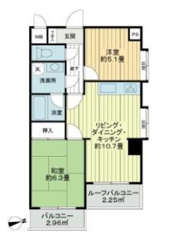 ライオンズマンション田端第2(2LDK/3階)の間取り写真