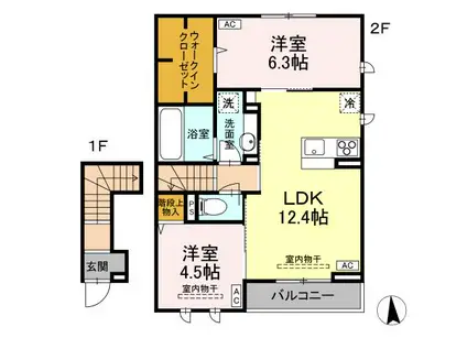 AOLANI(2LDK/2階)の間取り写真