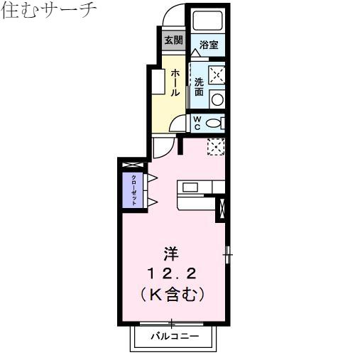エスポワールドゥ白山(ワンルーム/1階)の間取り写真