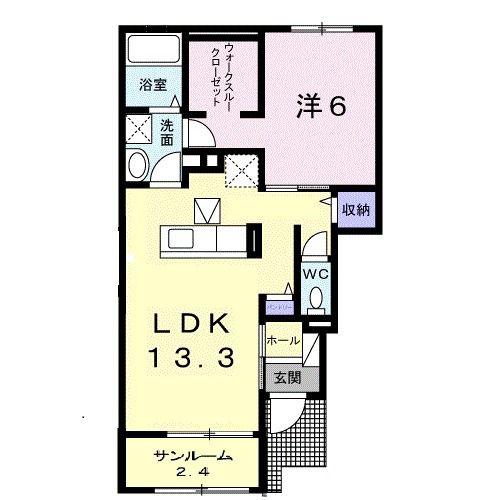 ブライトプレイスA(1LDK/1階)の間取り写真