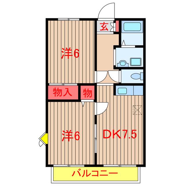 三愛ハイツ(2DK/2階)の間取り写真