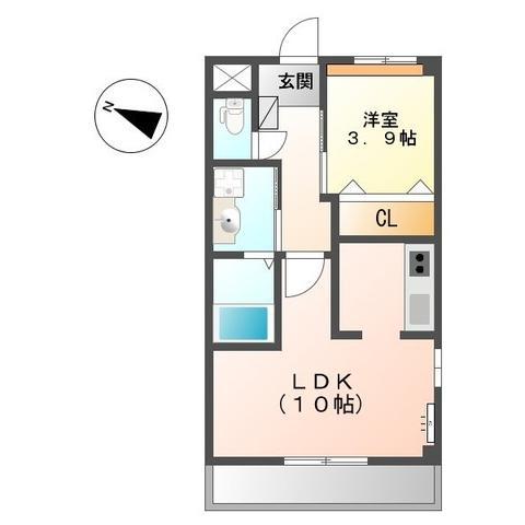 花水木II(1LDK/3階)の間取り写真