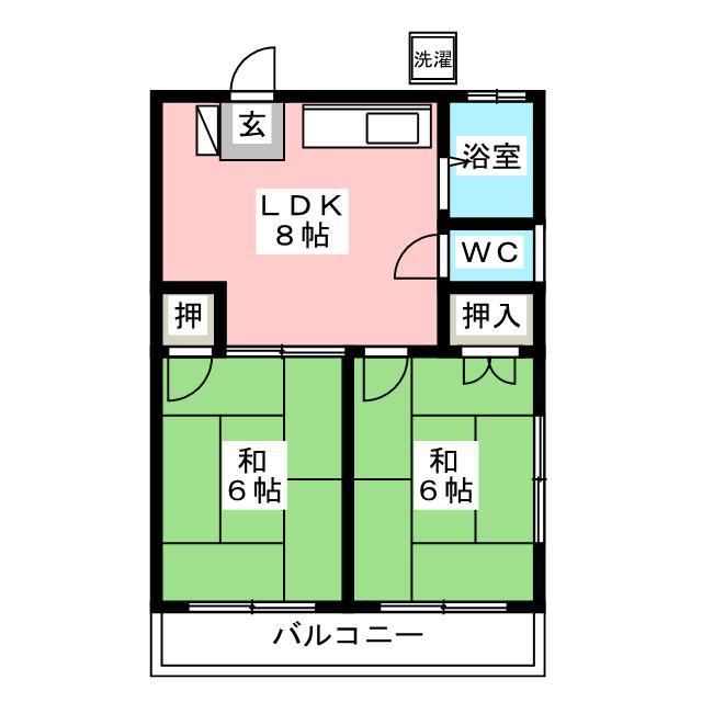 ホワイトベルハイム(2DK/1階)の間取り写真