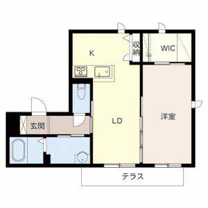 メゾン岡本(1LDK/1階)の間取り写真